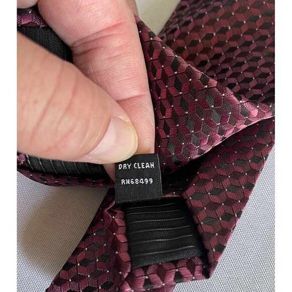 AlfaTech by Alfani Mens Wine/Black Geometric Neck Tie NEW - Picture 13 of 13